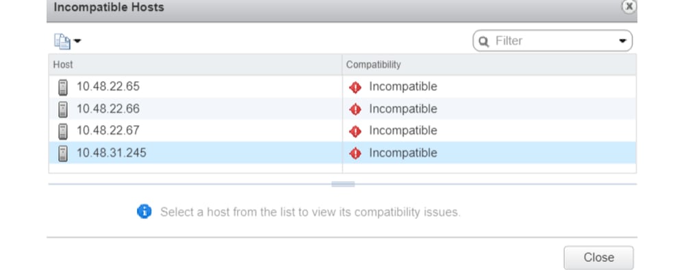 Hosts incompatibles