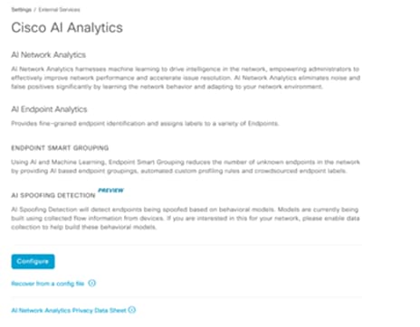 Configuring Cisco AI Analytics GUI