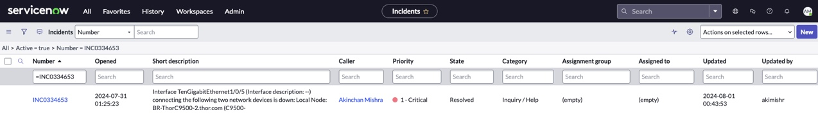 Filter Out the Incident Ticket from the Incident Tickets Dashboard