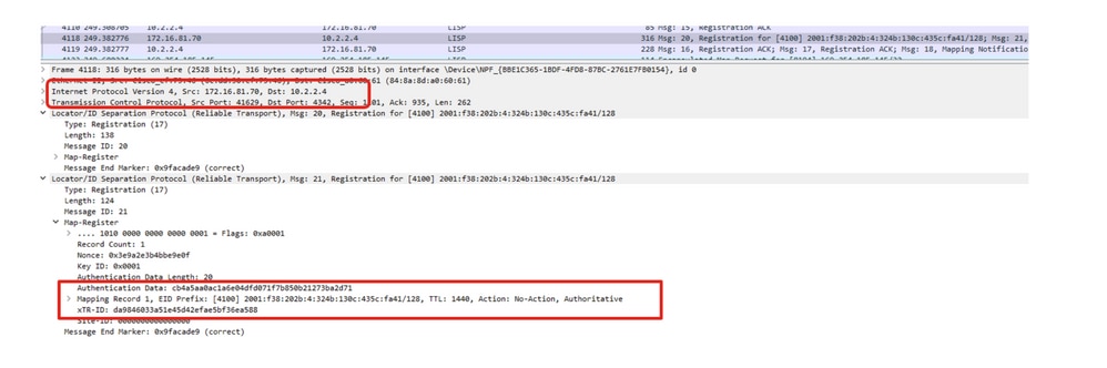 Packet Capture for FE registers with Control Plane for IPv6 client