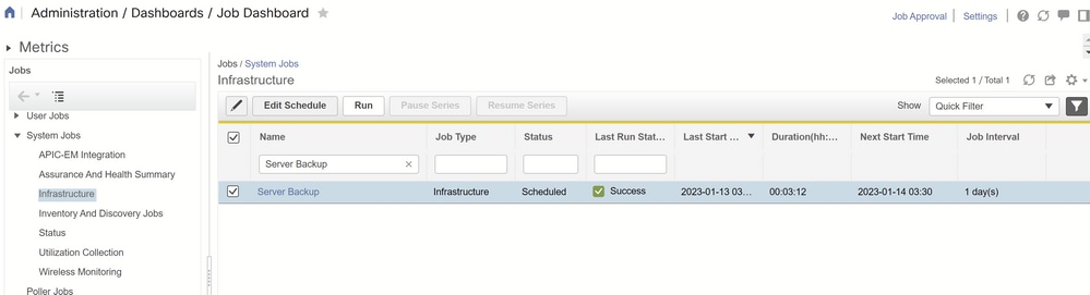 Fig 2.1 - Server Backup System job details