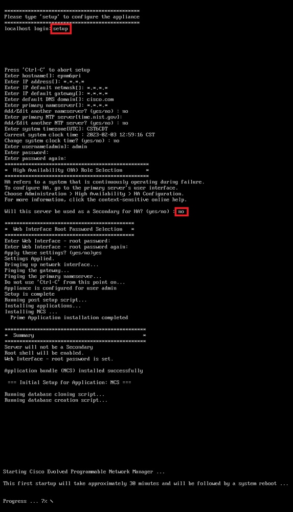 Fig 3.2 - Output of Standalone / Primary server installation