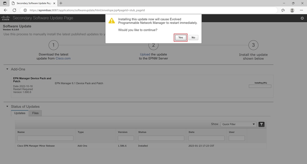 Fig 5.25 - Click 'Yes' to start the Installation process