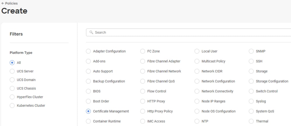 Choose Certificate Management