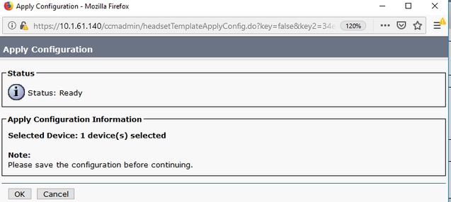 Headset template apply config