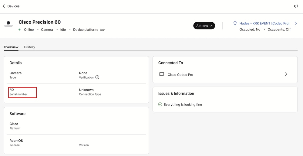 Camera details in Control Hub