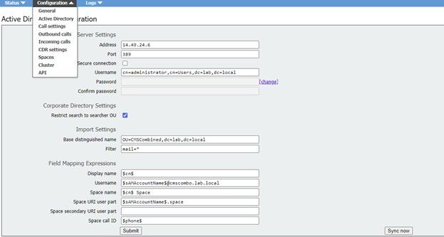 دمج CMS LDAP - تكوينات LDAP لواجهة المستخدم الرسومية (GUI) عبر الويب