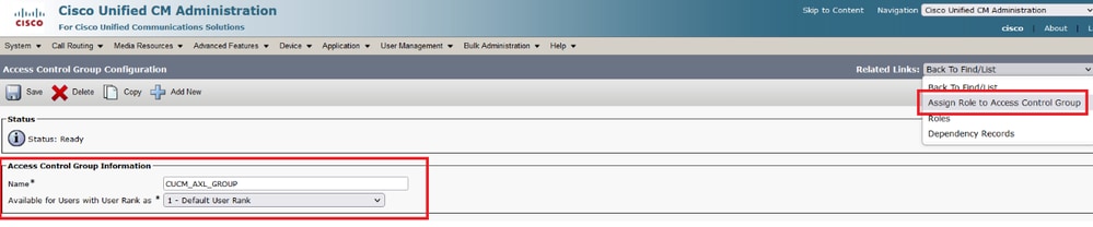 تعيين وصول API إلى مجموعة AXL