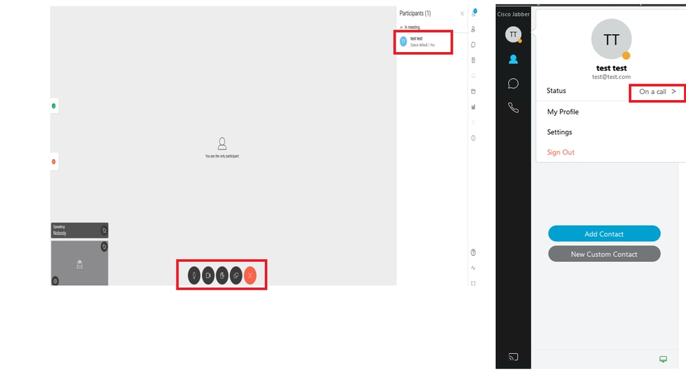 Webapp에서 통화에 참가할 때 프레즌스 상태 변경