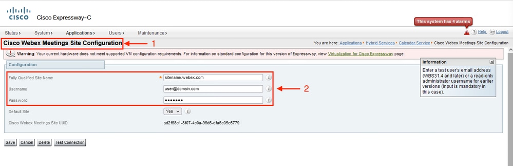 Webex Site Configuration