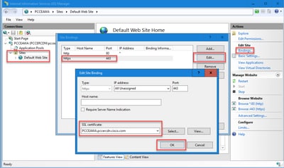 IIS Binding select the SSL Cert