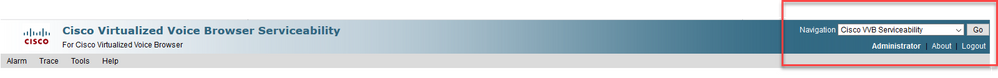 Cisco VVB Serviceabilityページへの移動