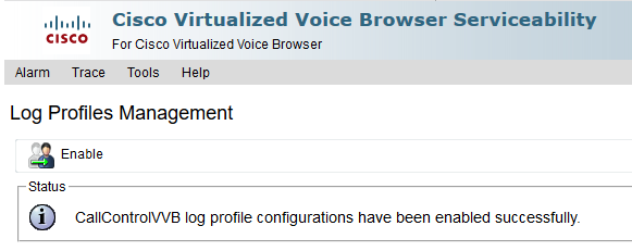 확인을 위한 Cisco VVB 성공 메시지