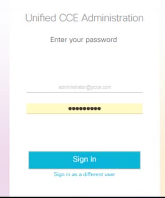 Unified CCE Administrationのサインインビュー