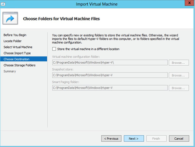 Choose Folders for Virtual Machine Files