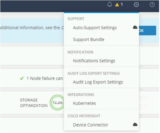 Log in to HX Connect and Click Settings and then Support Bundle