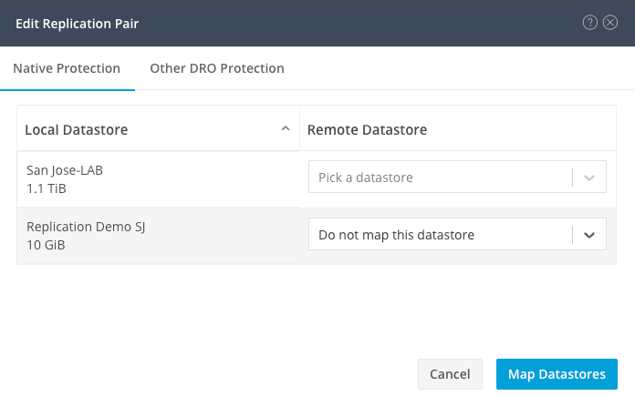 Annuler le mappage des datastores