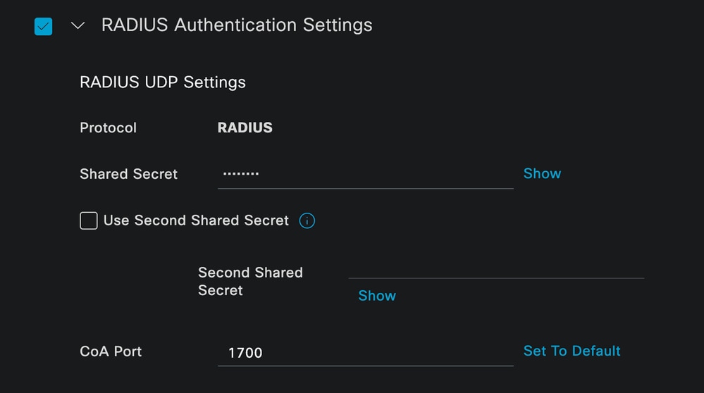 تهيئة RADIUS