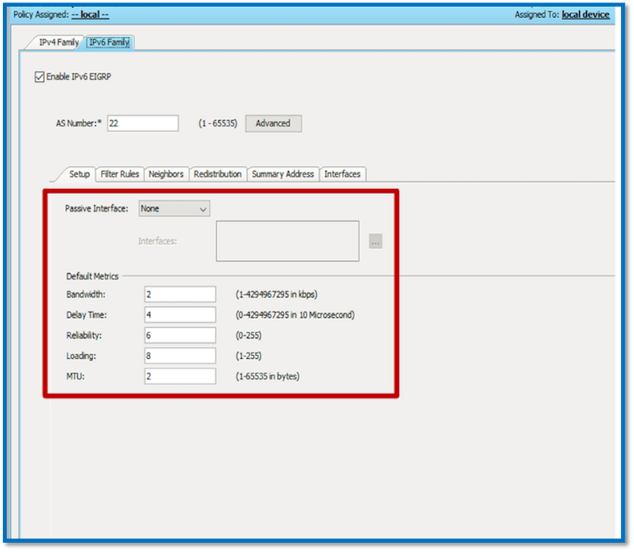 EIGRP IPv6サポートの有効化