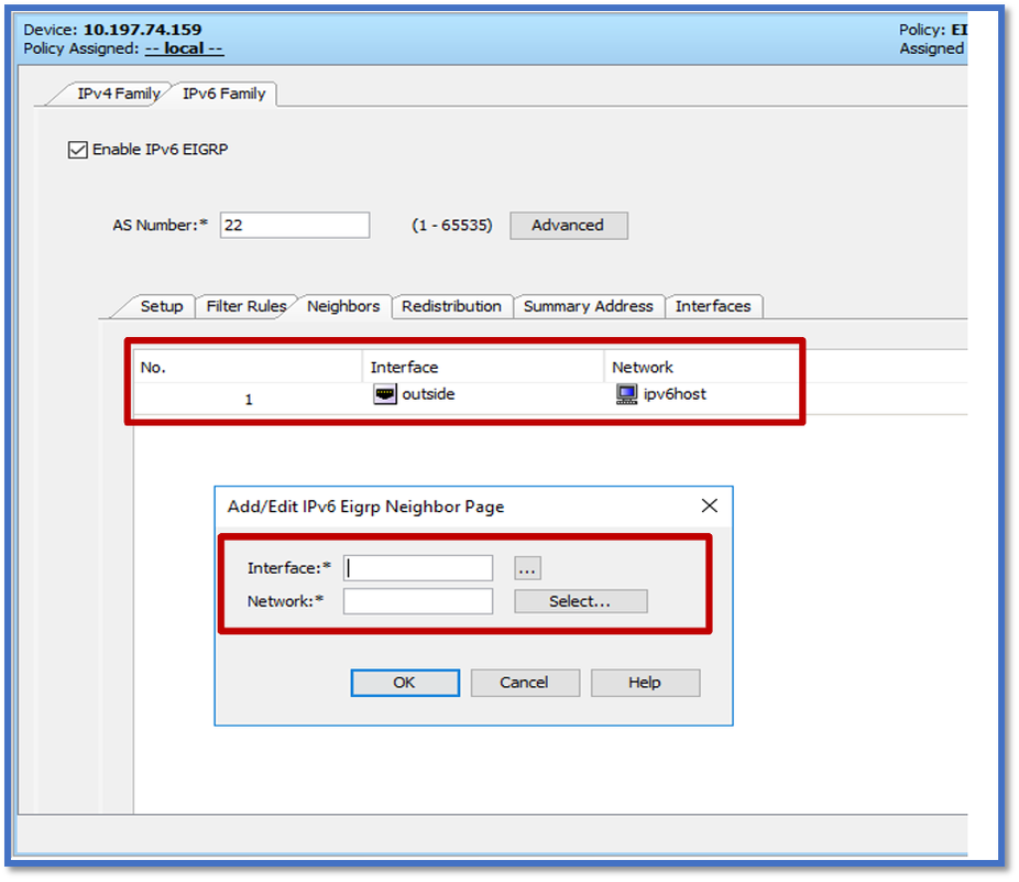 علامة التبويب قواعد تصفية EIGRP IPv6