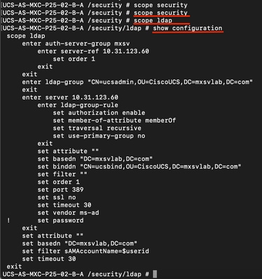 LDAP UCS set up CLI