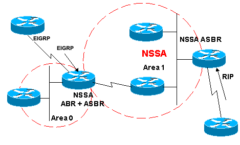 المنطقة 1 NSSA مع خيار عدم إعادة التوزيع