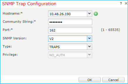 FTD SNMP - Finestra di dialogo per la configurazione delle trap SNMP