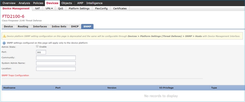 SNMP do FTD – FTD2100-6 – Gerenciamento de dispositivos – guia Dispositivos