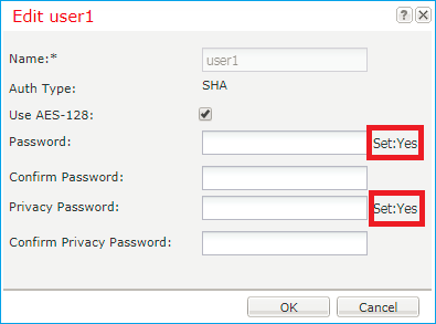 SNMP do FTD – caixa de diálogo Editar usuário