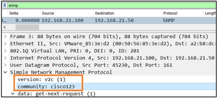 FTD SNMP - Contenuti acquisiti - Valori della stringa della community (SNMP v1 and 2c)