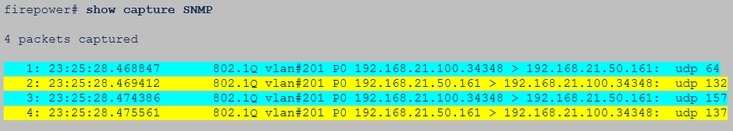 SNMP do FTD – A captura de pacotes mostra muitas solicitações e uma resposta