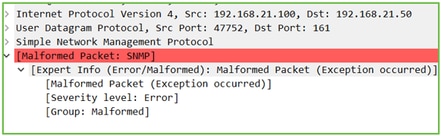 SNMP do FTD – Pacote malformado do Wireshark