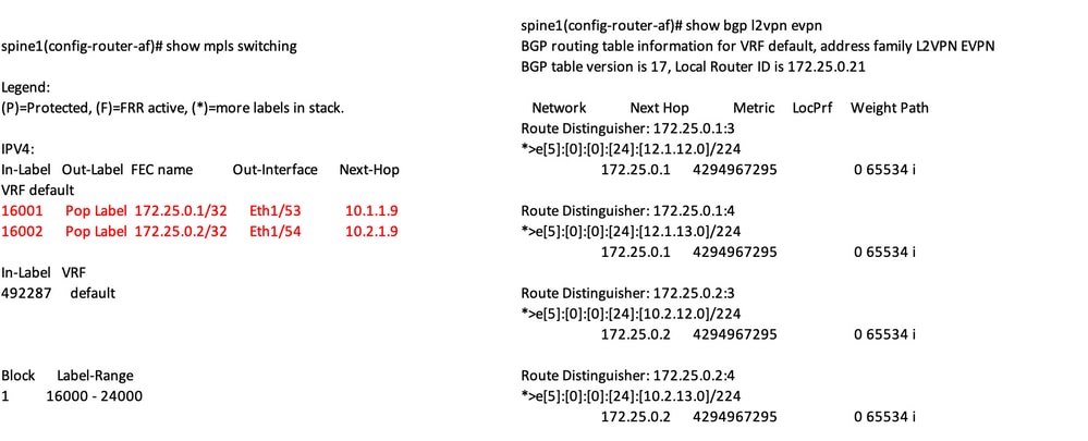 Troubleshoot the spine configuration for Layer3 EVPN over SR MPLS