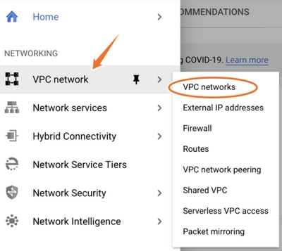 تحديد علامة تبويب VPC