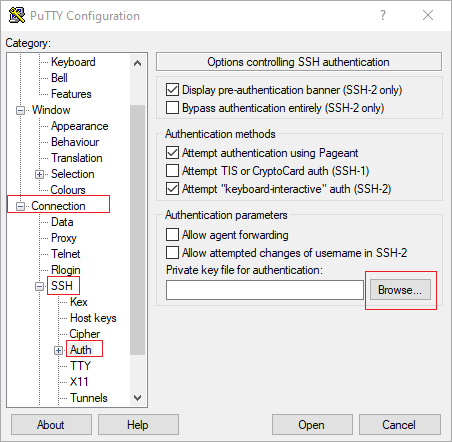 Configuración de Putty SSH