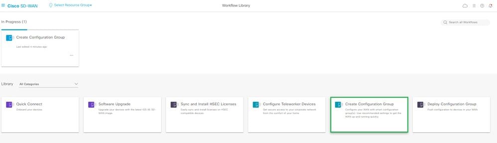 Create Configuration Group(구성 그룹 생성)을 선택합니다.