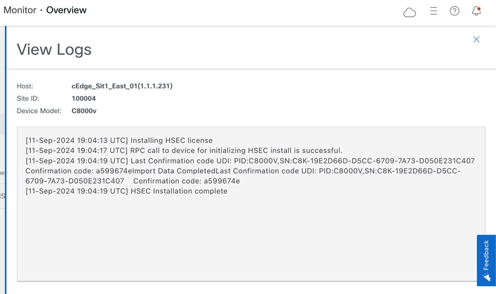 Detailed logs for license installation