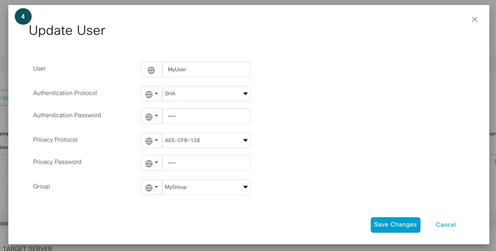 SNMP 사용자 암호화 구성