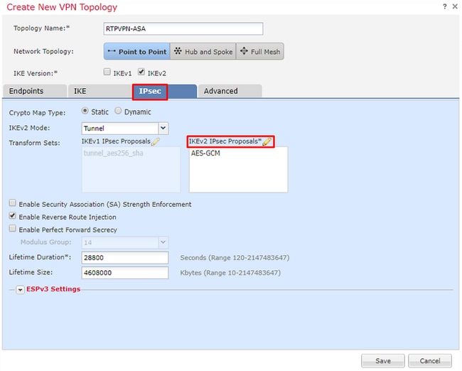 Cisco Firepower VPN Configuration - Configure IPsec - Create a new IPsec proposal