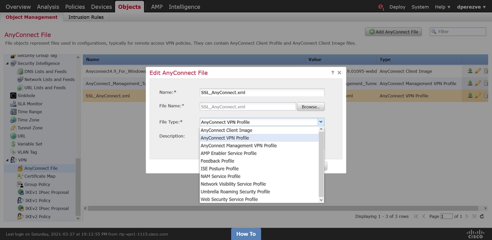 AnyConnect VPN Profile Object