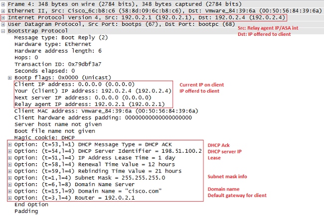 O ASA passa o DHCPACK do servidor DHCP para você e isso conclui a transação