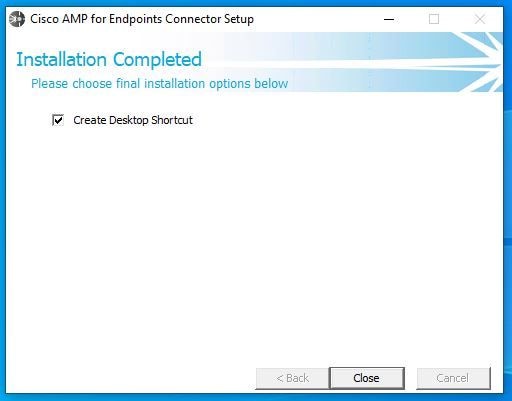 Instalação do AMP Connector para Windows - Instalação concluída