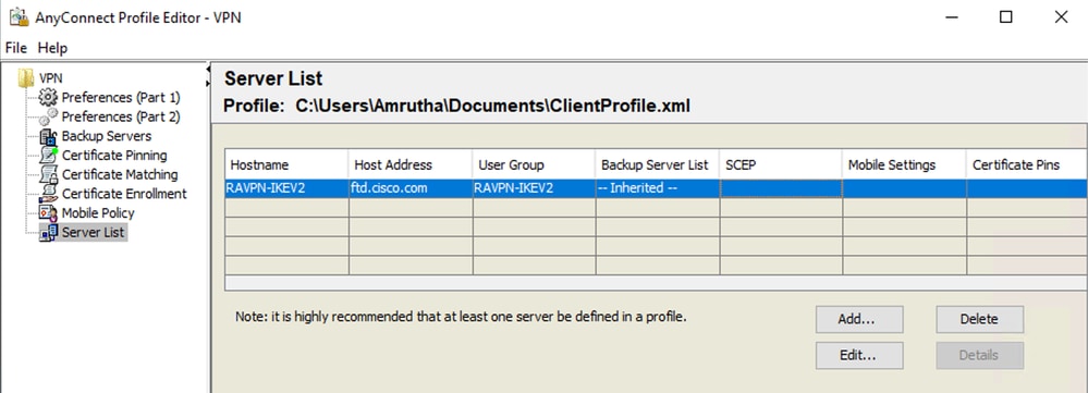 設定檔編輯器- ClientProfile.xml