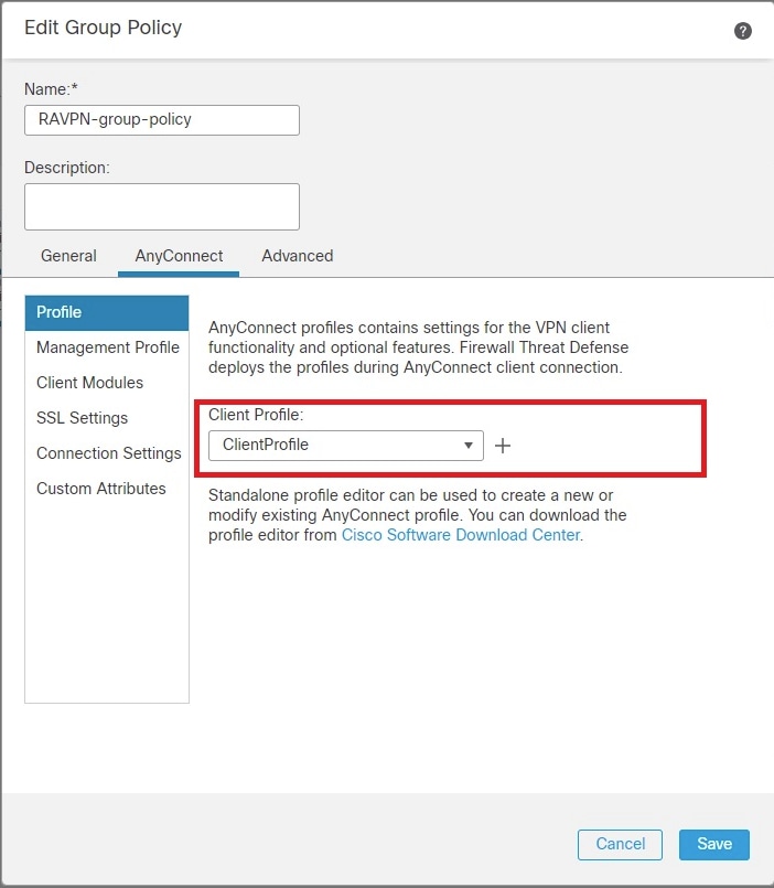 FMC - Anyconnect Profile