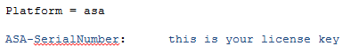 Chiave di registrazione della licenza ASA