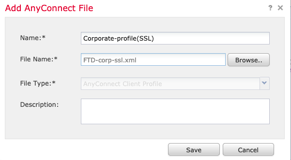 Importação de arquivo do AnyConnect (perfil XML)