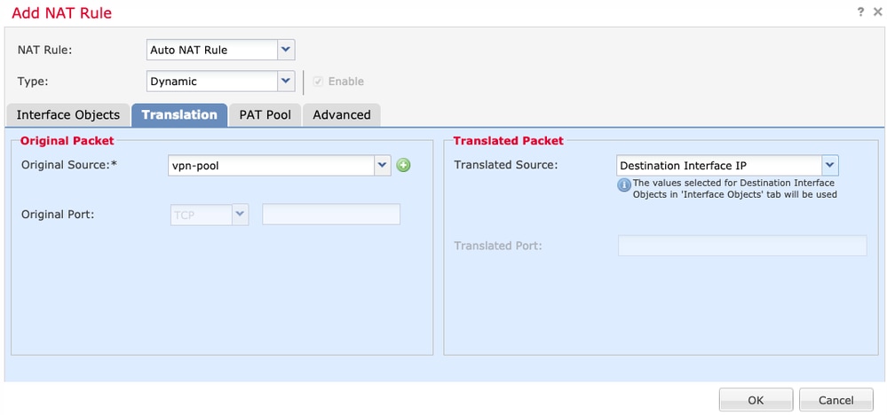 Configuração de NAT de grampo de cabelo: configuração de interface e objeto de origem/destino