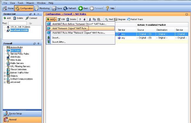 Select Add Network Object NAT Rule