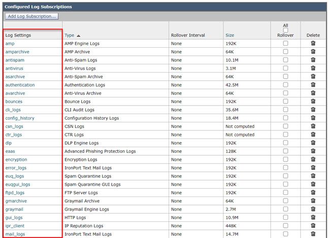 Log Subscriptions from GUI