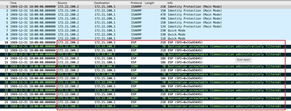 إخراج الالتقاط على Wireshark